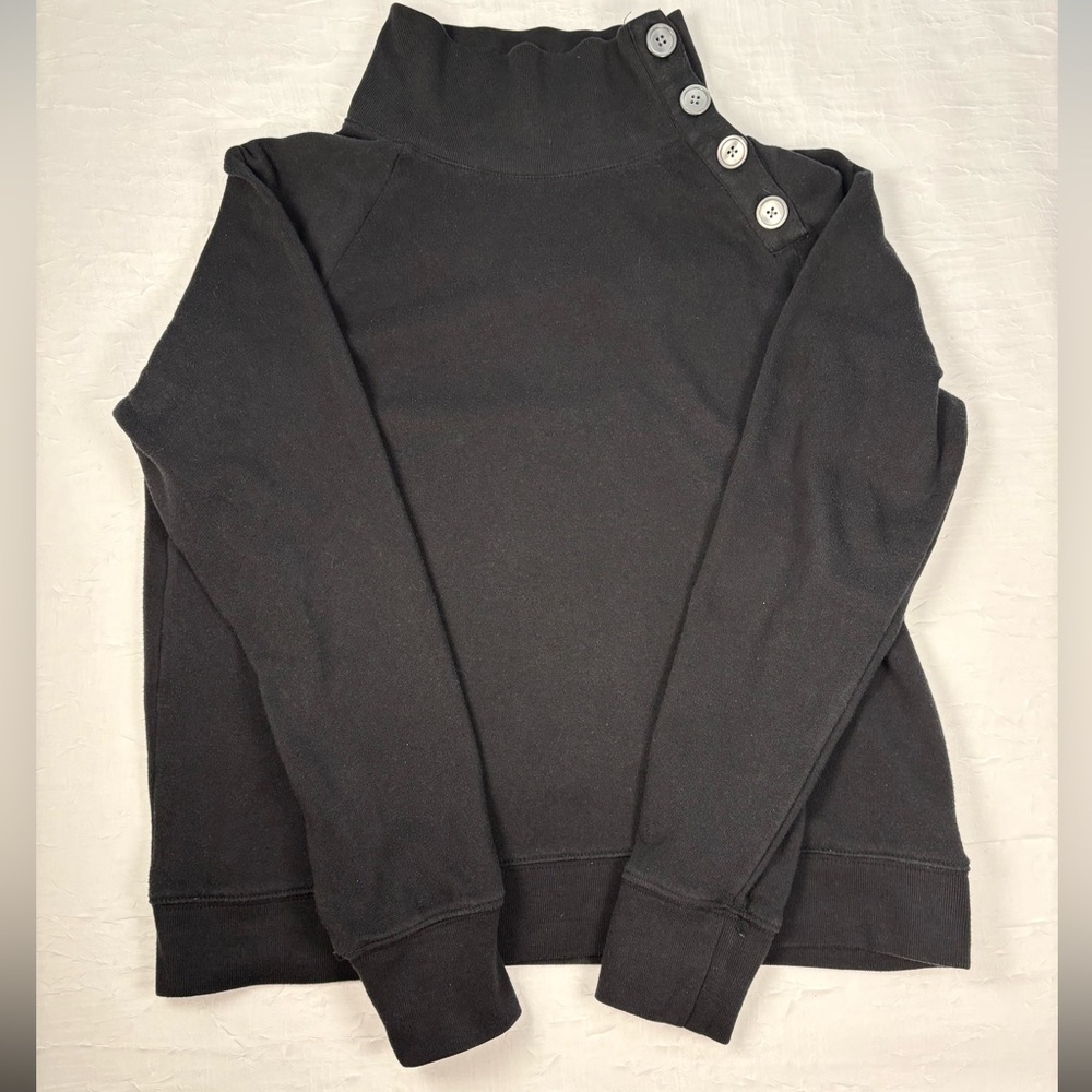 J. Crew Black Cowl Neck Sweater with Button Accents Women’s Medium